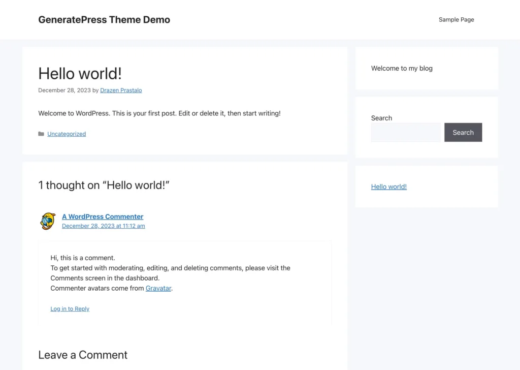 GeneratePress WordPress theme - Blog post demo GeneratePress WordPress theme - Blog post demo