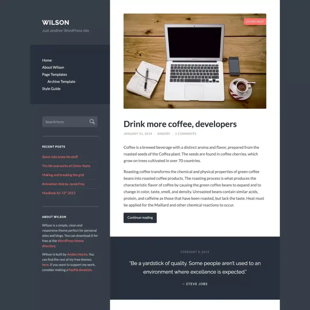 Wilson WordPress theme Wilson WordPress theme
